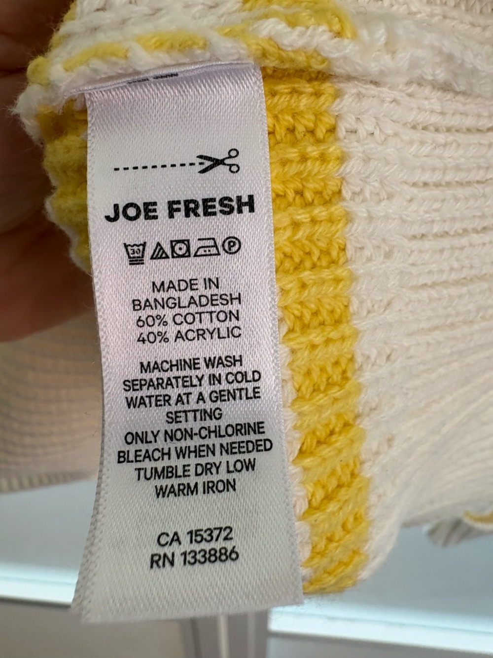 oJe Fresh Breton Stripe Sweater Ivory Yellow Shoulder Buttons XL - Picture 6 of 9
